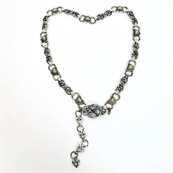 Vintage Silver & Gold Tone Hearts Chain Link Belt Sz M 35”Inches - Picture 2 of 10